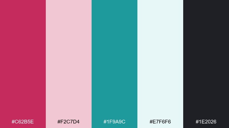 raspberry teal contrast raspberry color palette with hex codes