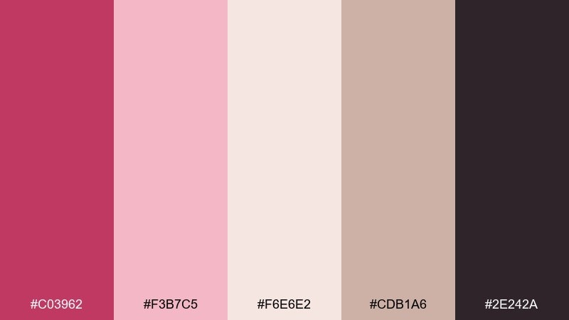 raspberry terrace evening blush raspberry color palette with hex codes