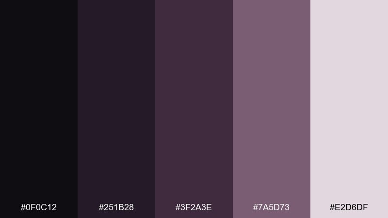 ravenberry shadow color palette with hex codes