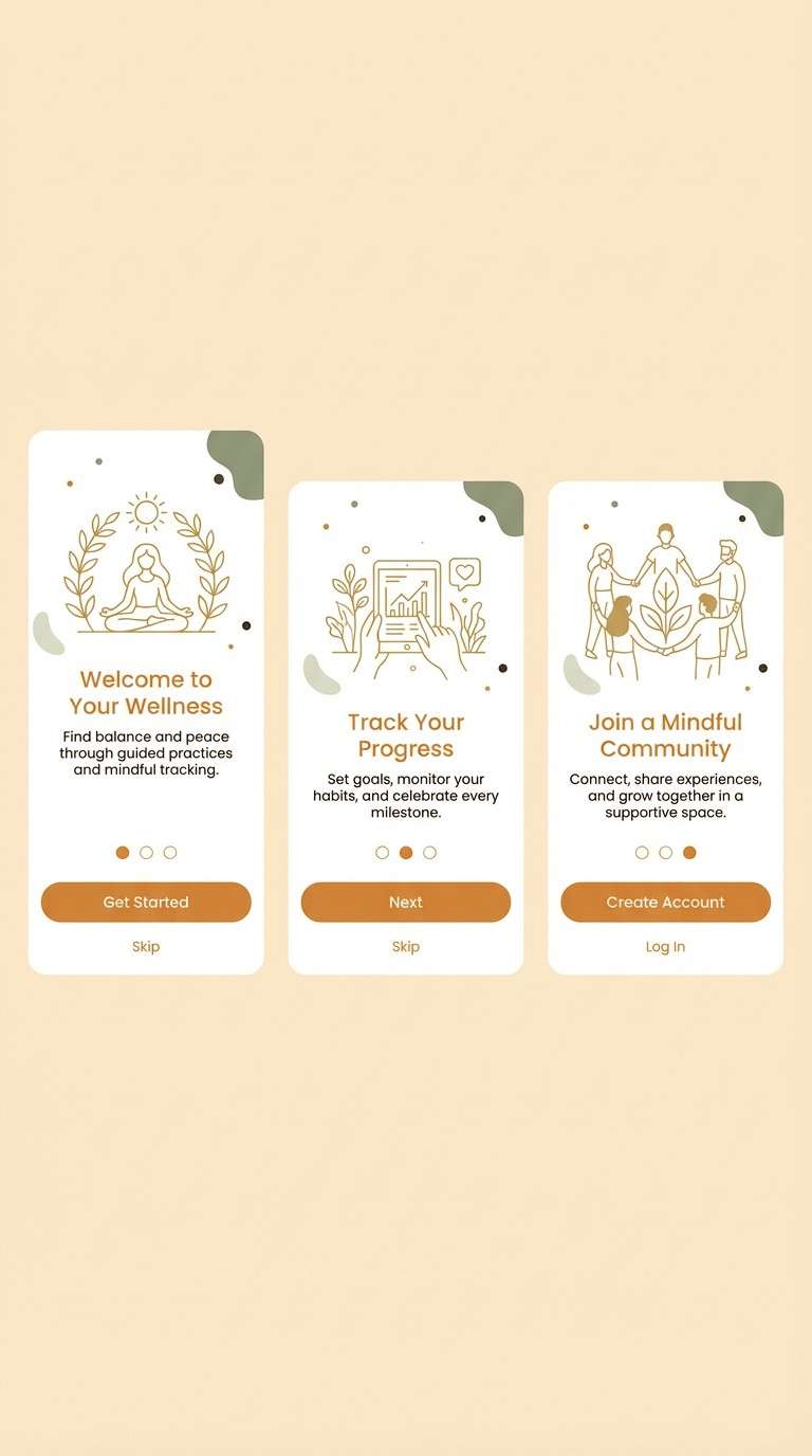 wellness onboarding ui screens