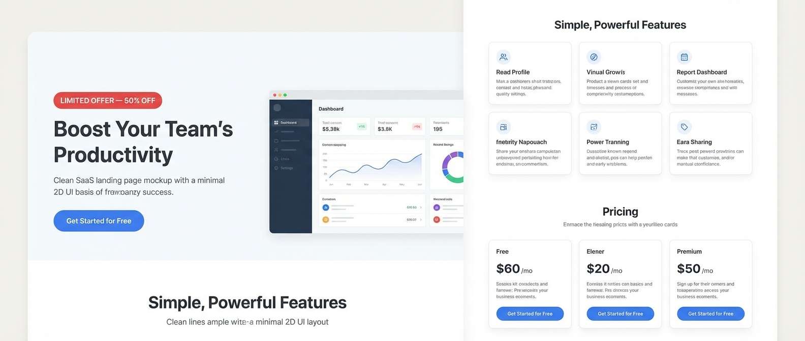saas landing hero layout