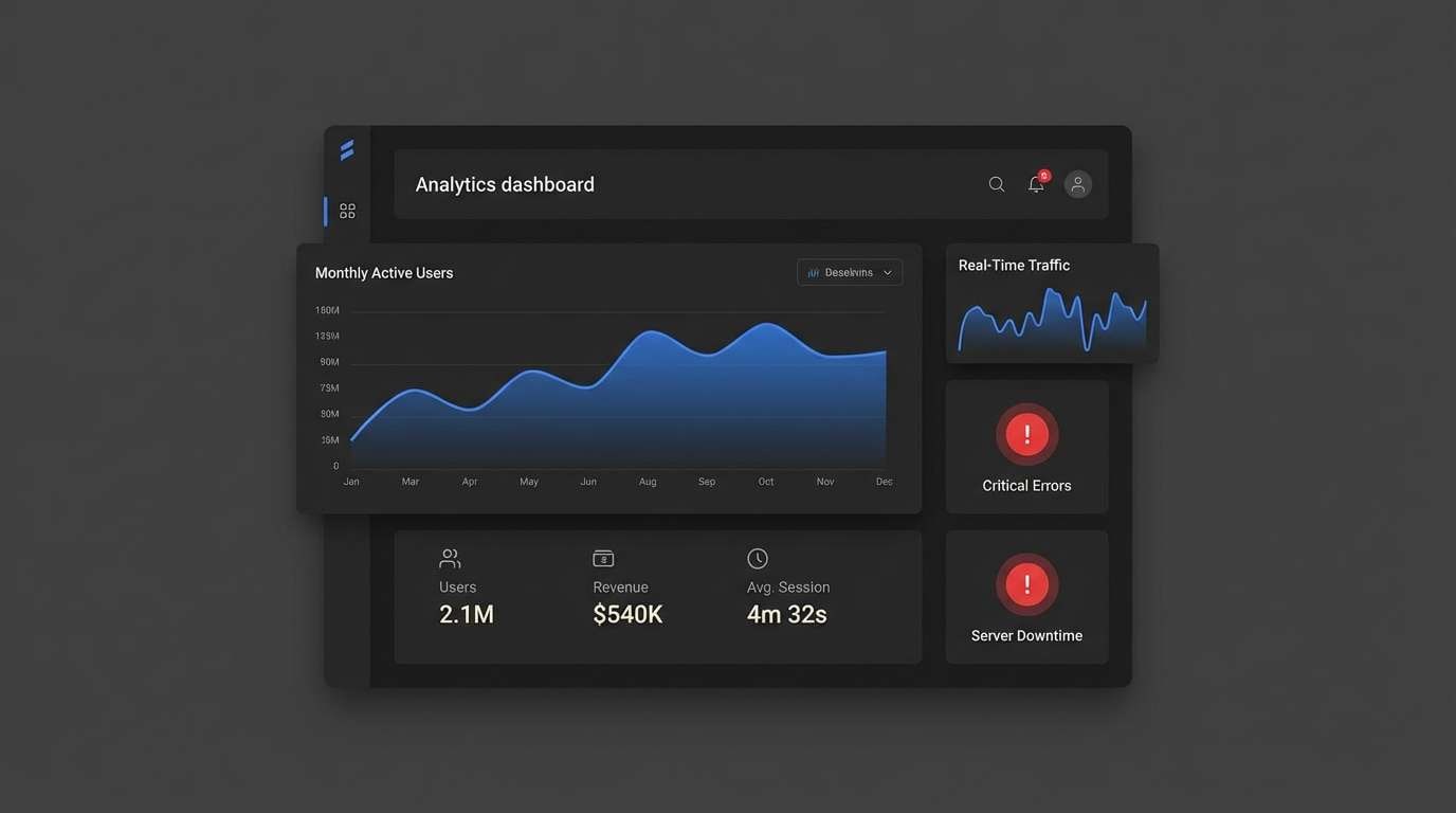 dark analytics dashboard ui