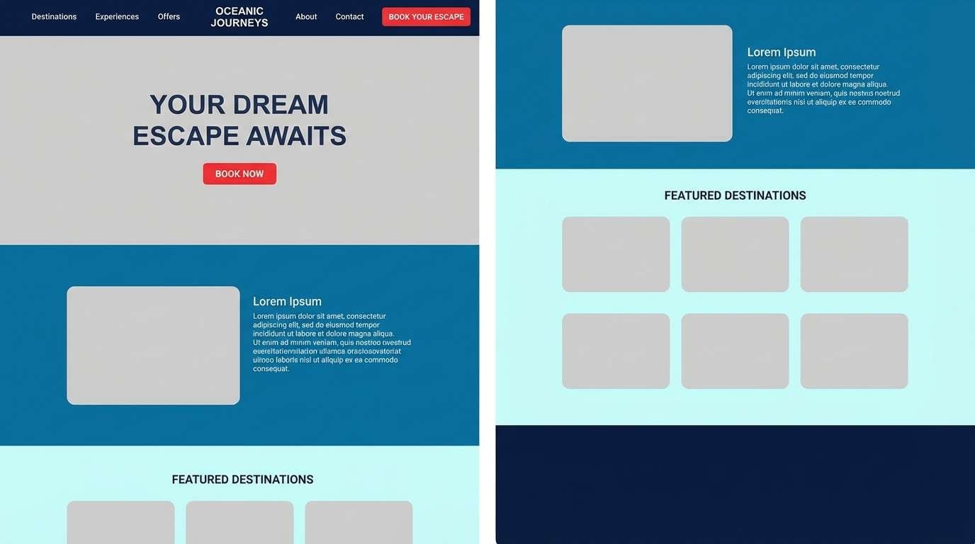 travel landing page mockup