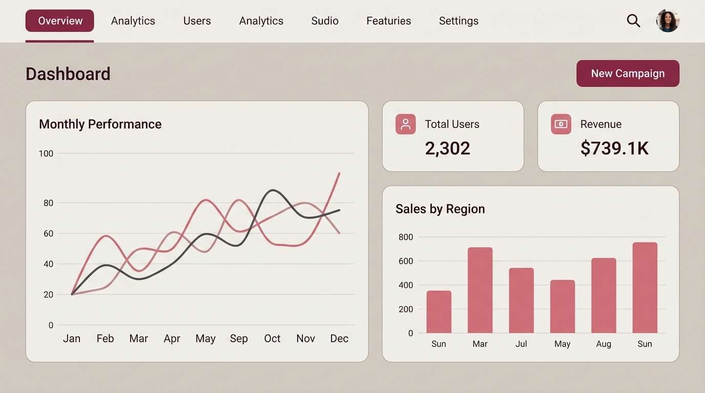 burgundy saas dashboard
