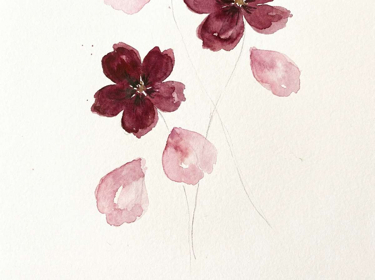 burgundy watercolor flowers