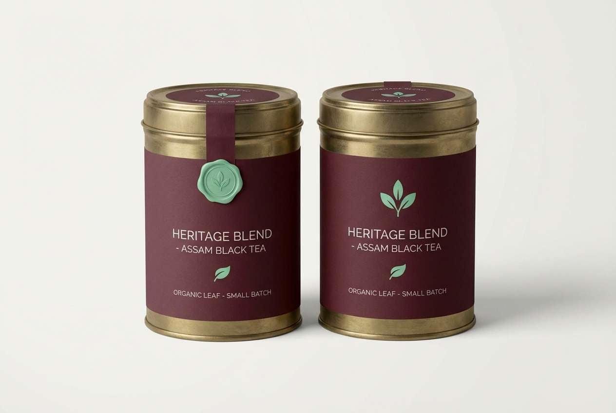maroon mint tea tins