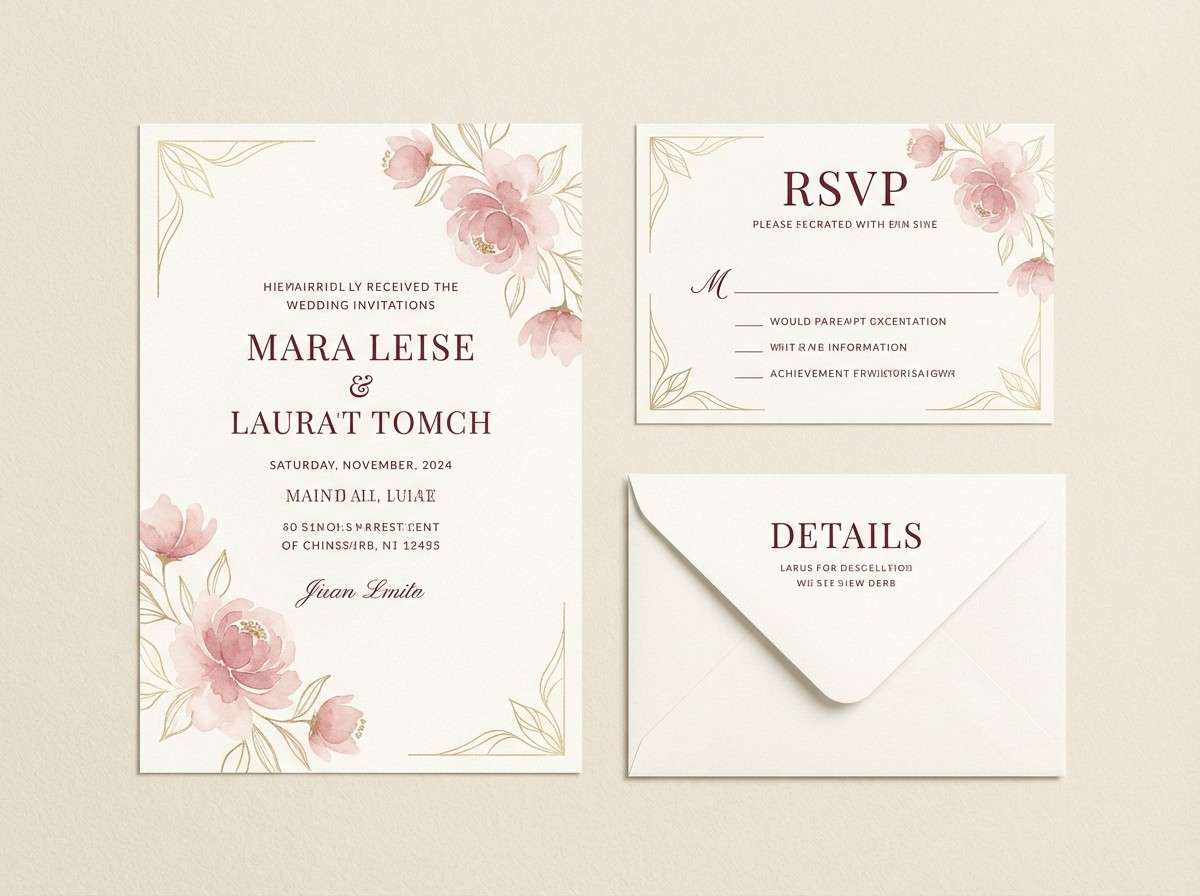 burgundy wedding invitation suite