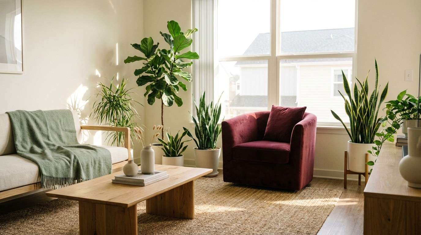 burgundy sage living room