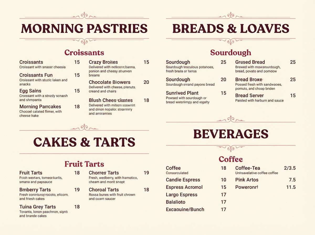 cranberry bakery menu