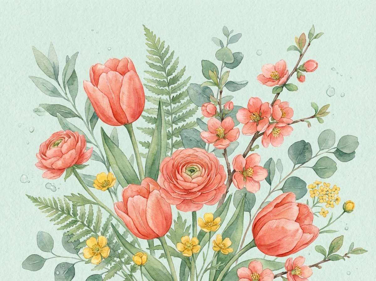 watercolor spring botanical