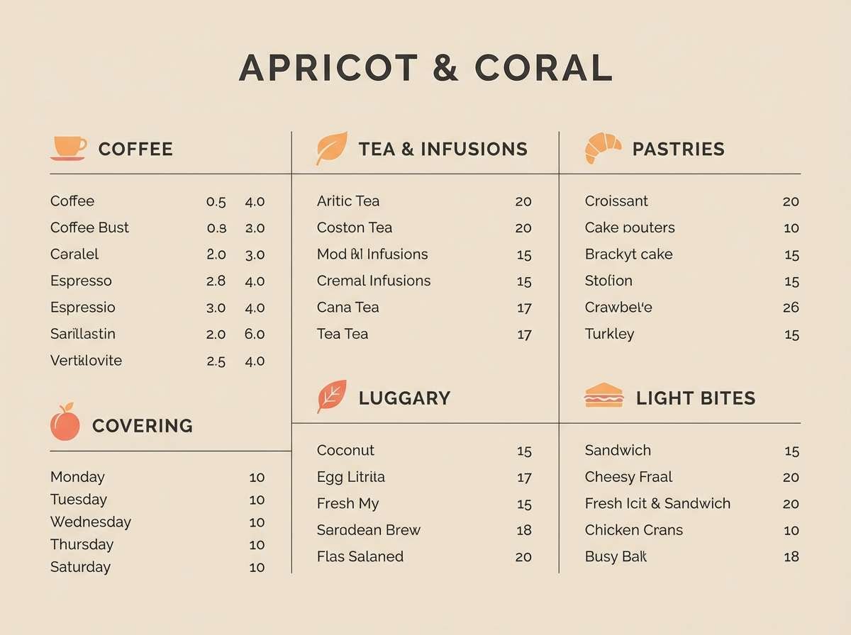 cafe menu layout