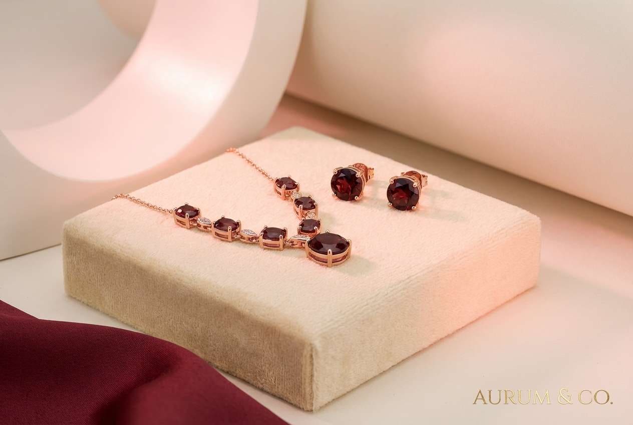 jewelry ad in rosewood tones