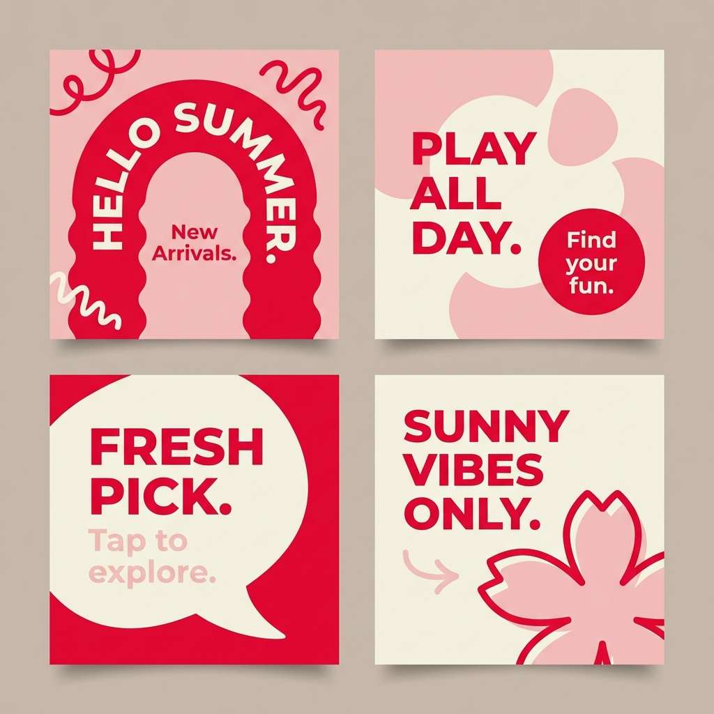 social templates in cherry and cream