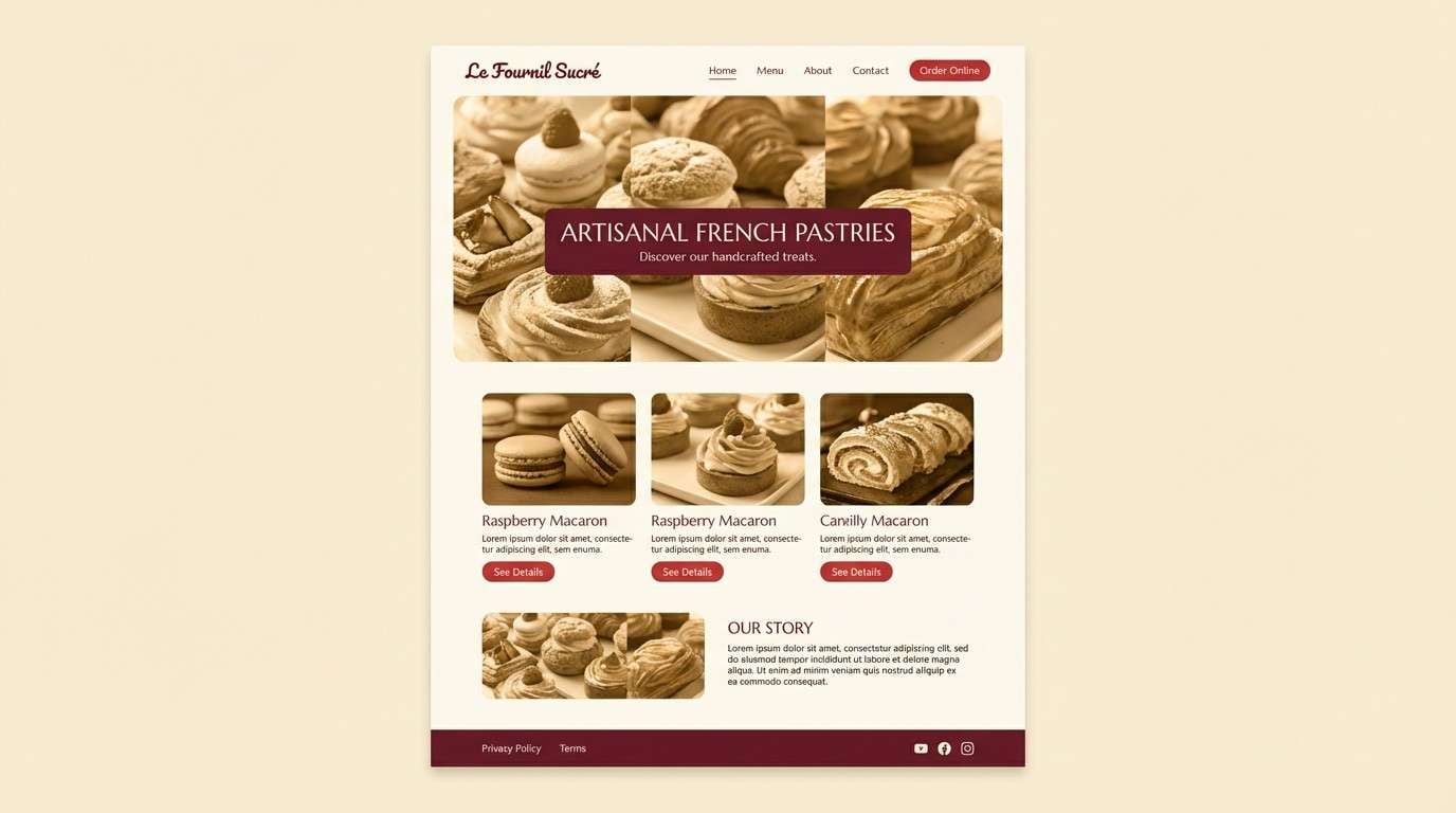 patisserie ui in rouge and cream