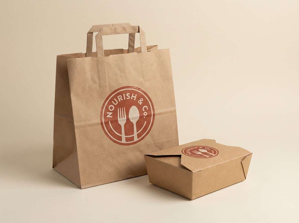 takeaway packaging in brick red