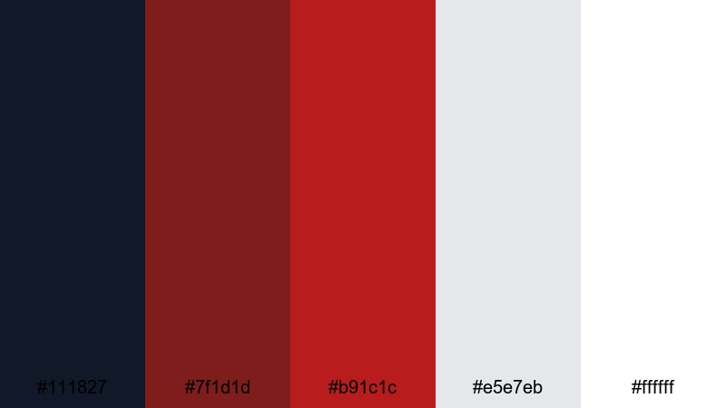 red ink editorial color palette with hex codes