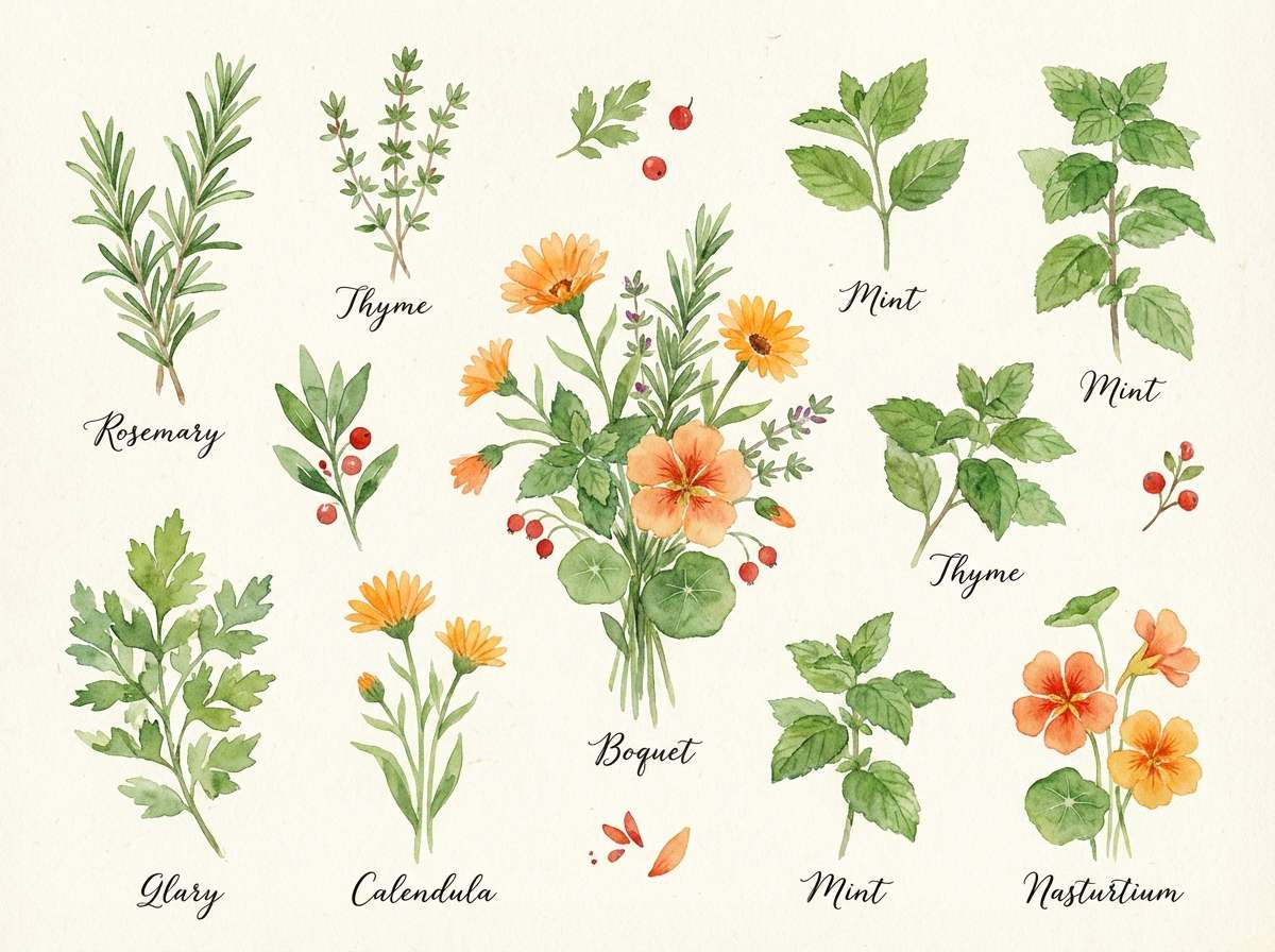 watercolor herb illustrations