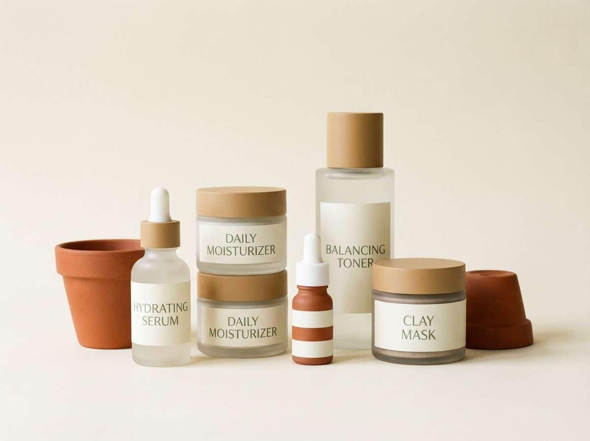 skincare labels in sienna and sage