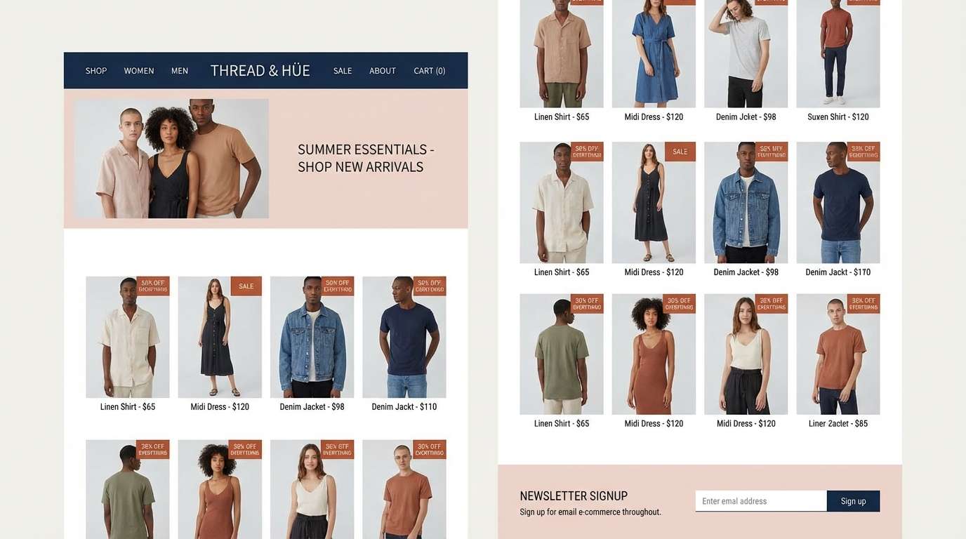 apparel ecommerce ui mockup