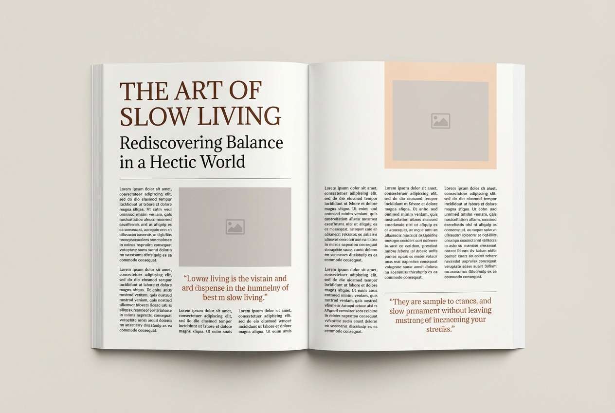 editorial layout in earthy tones