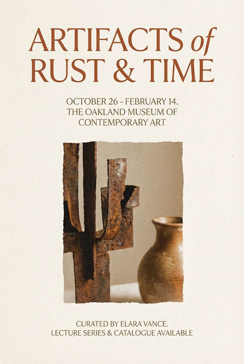 museum flyer in warm clay tones