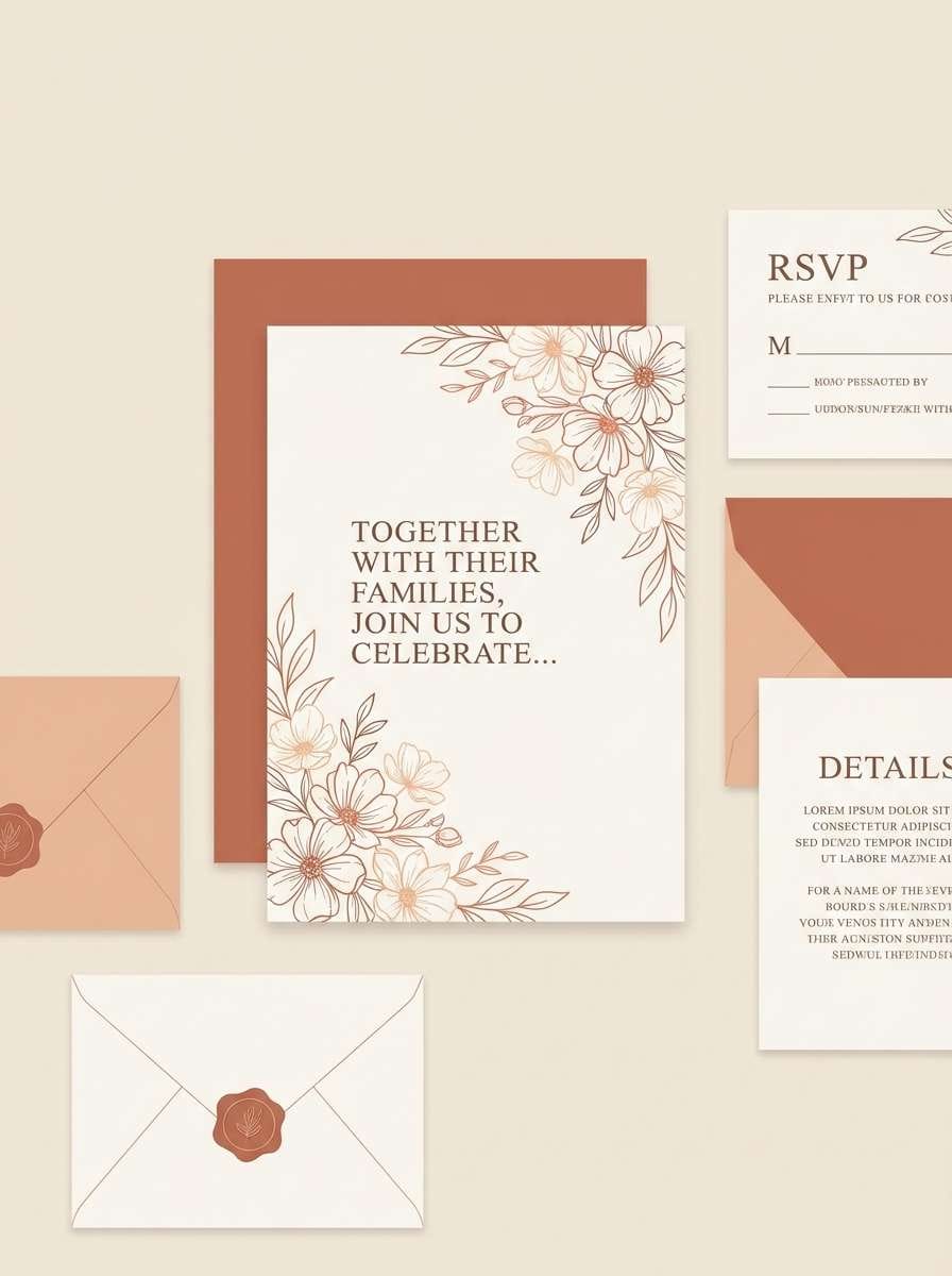 terracotta wedding invitation design