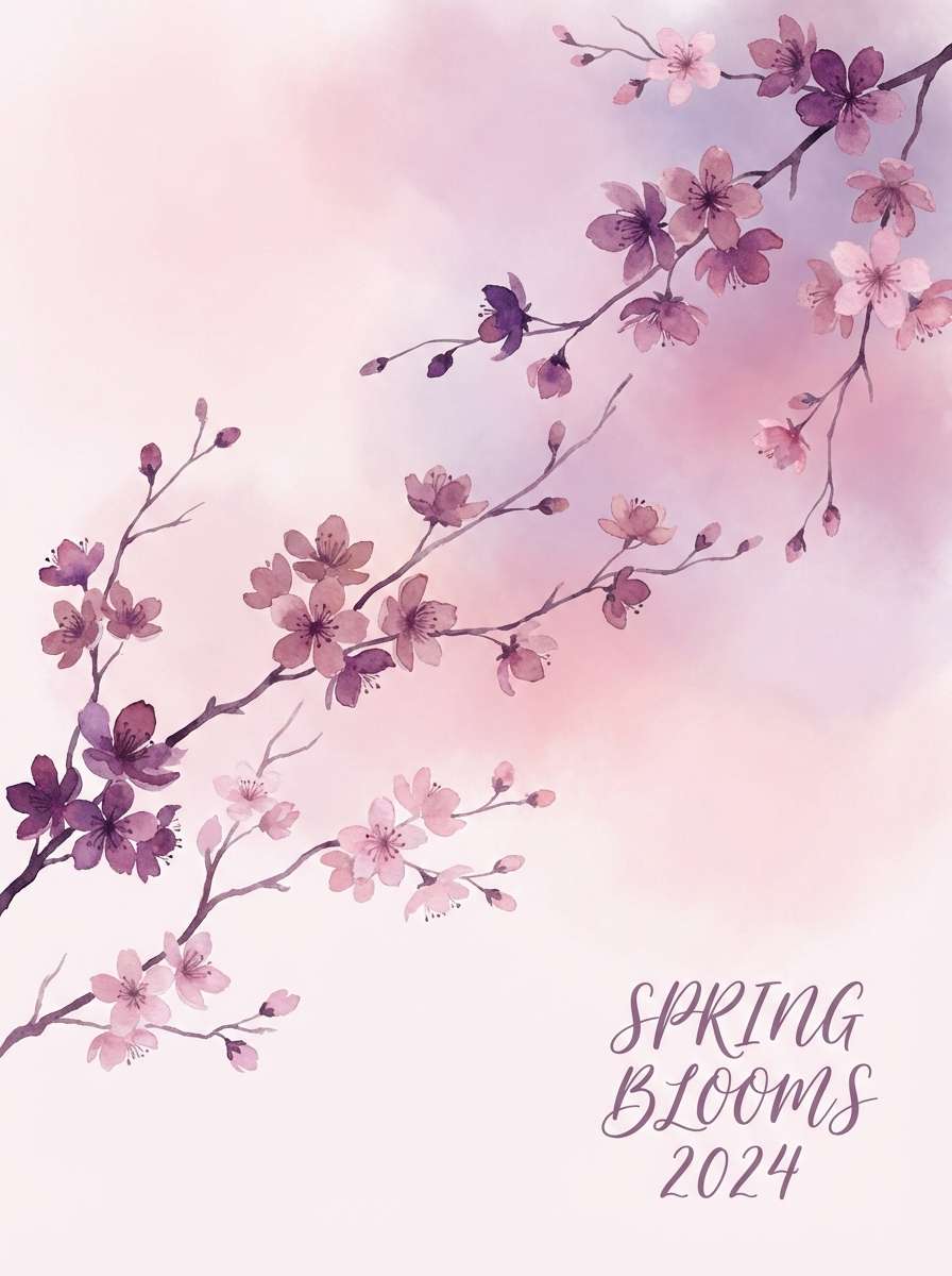 sakura watercolor poster