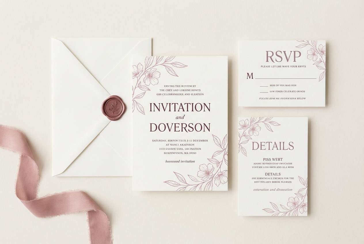 rosewood wedding invitation suite