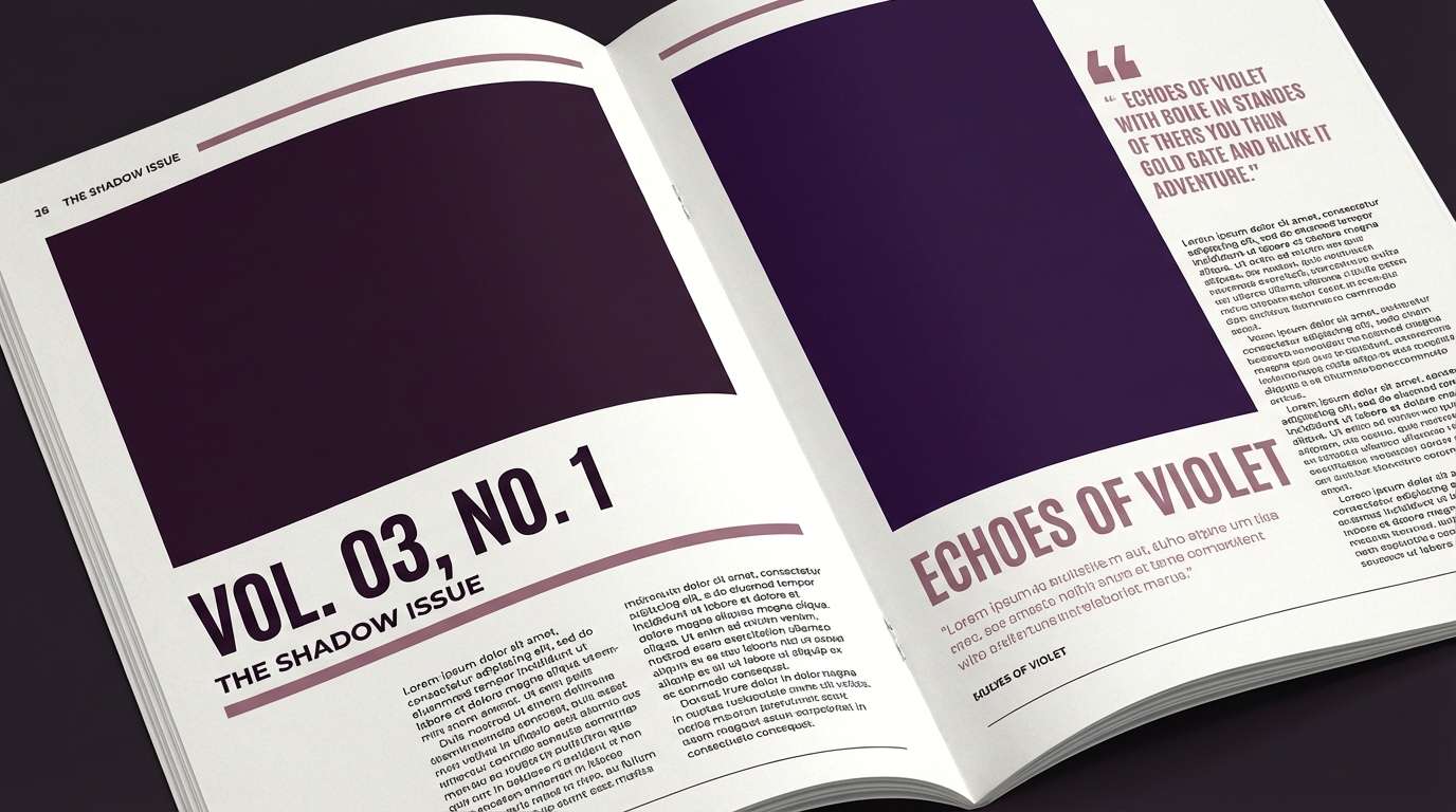 aubergine editorial spread layout