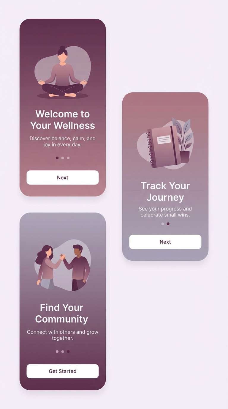 lavender wellness onboarding ui