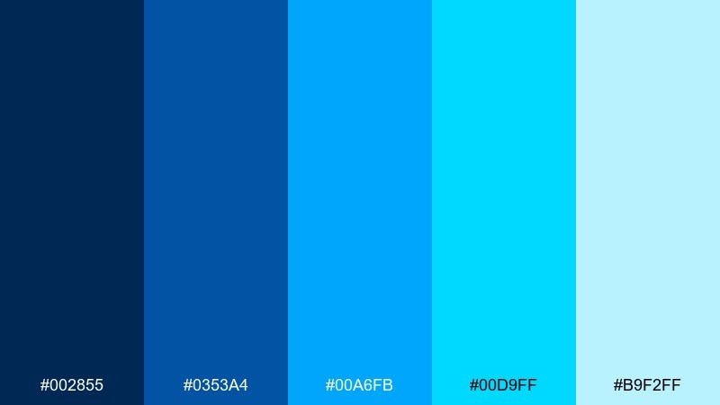 reef dive blue cyan color palette with hex codes