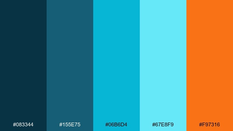 reef dive tropical island color palette with hex codes