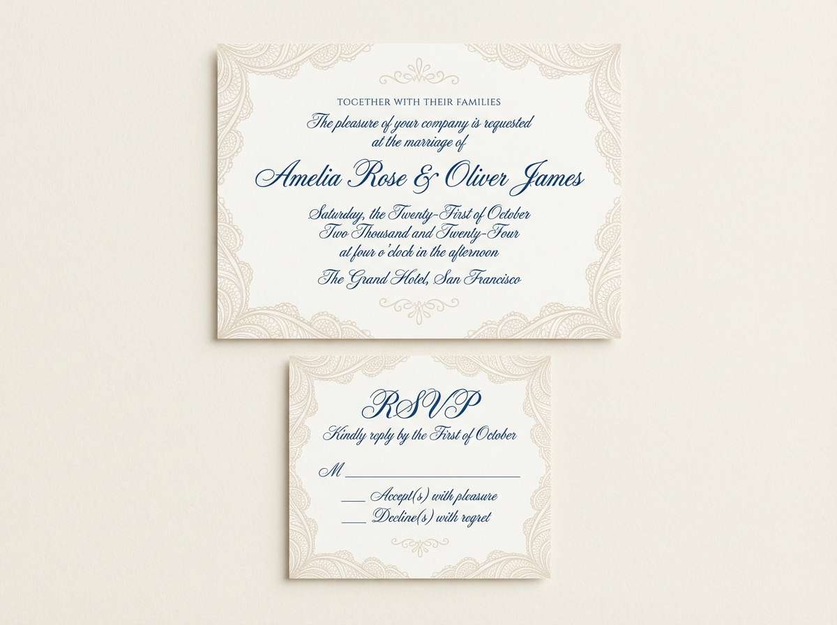 wedding stationery lapis cream