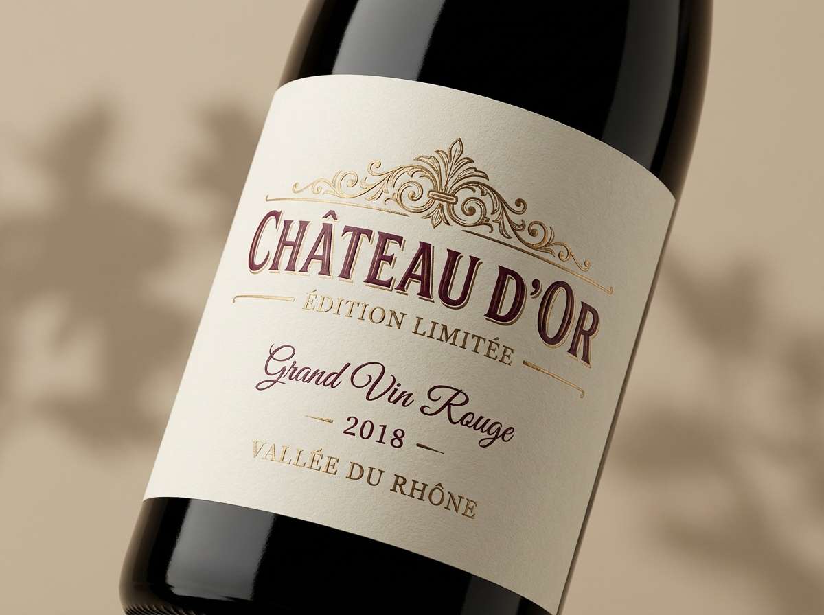 premium wine label closeup