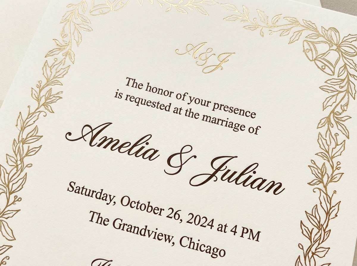 wedding invitation gold border