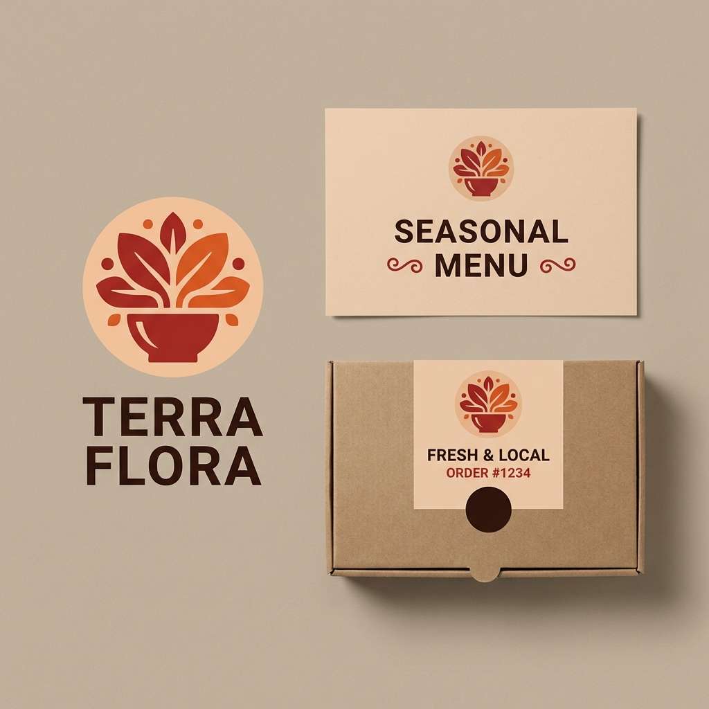 brown red orange colored spicy restaurant branding set