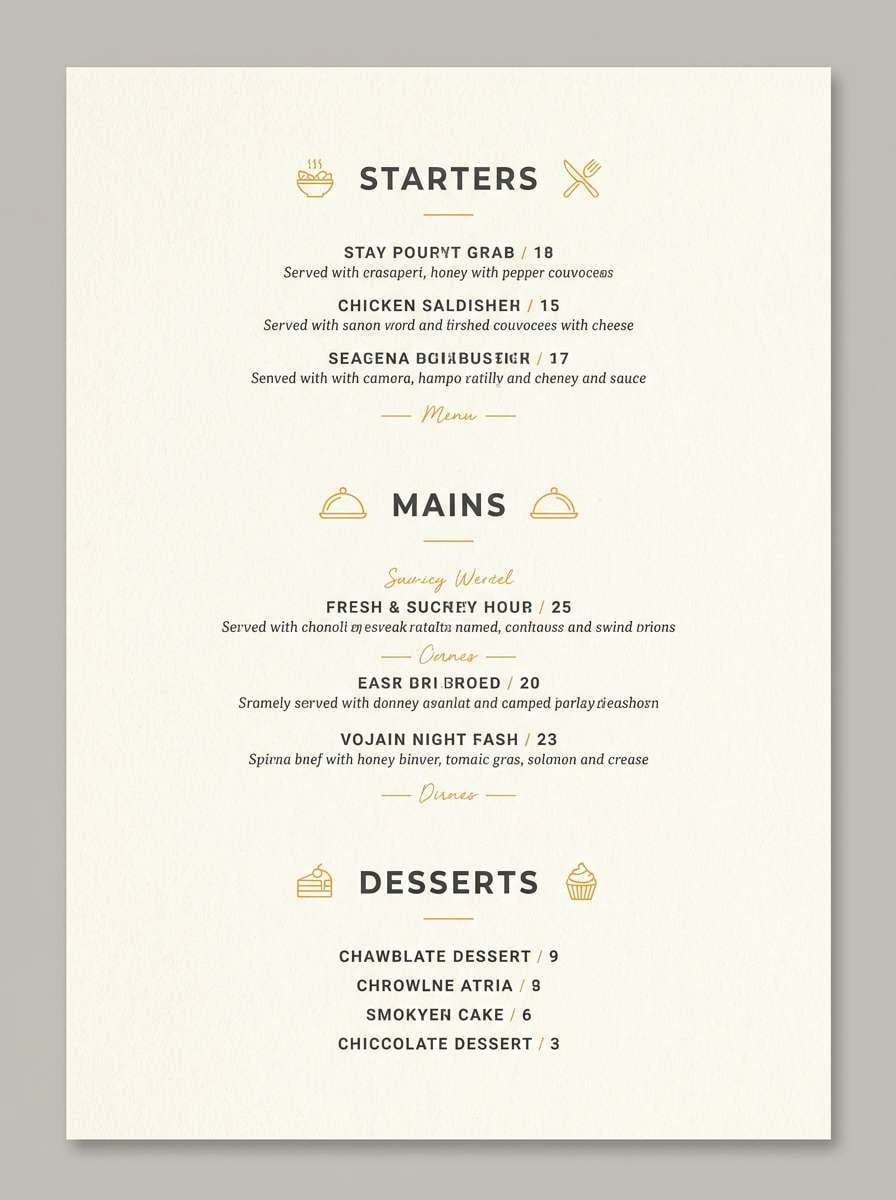 restaurant menu layout