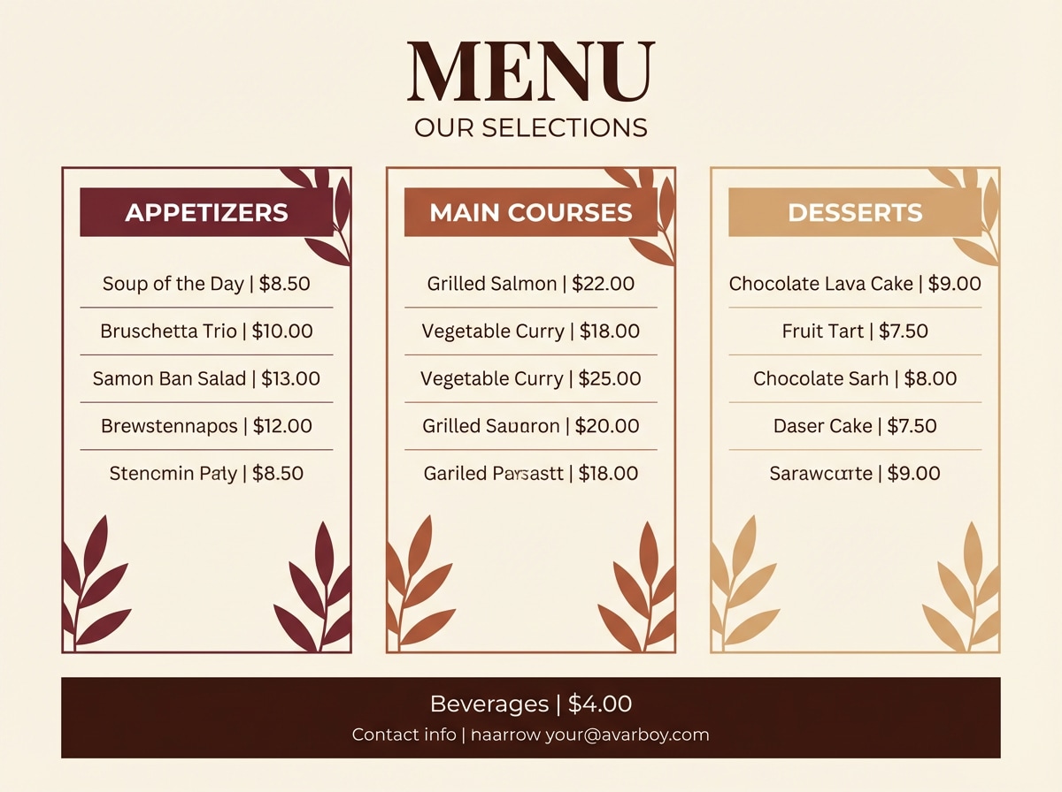restaurant menu template