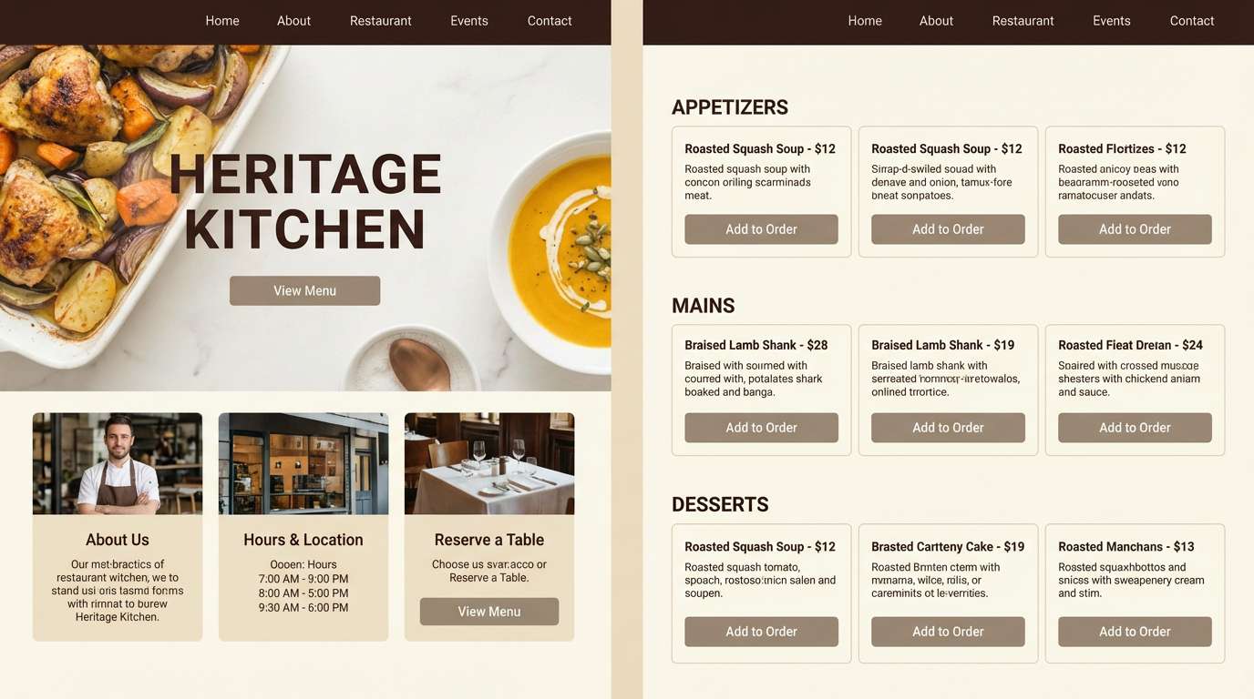 warm neutral restaurant ui