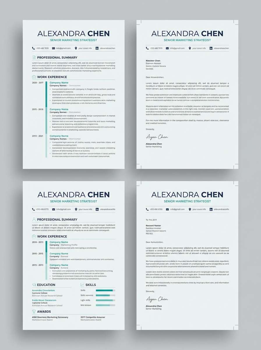 resume template in teal and gray