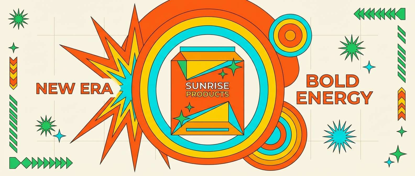 retro banner with bold shapes