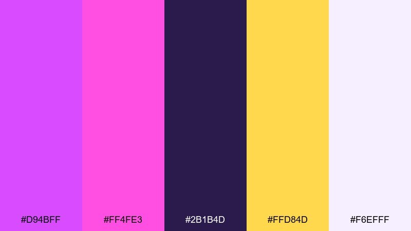 retro arcade heliotrope color palette with hex codes