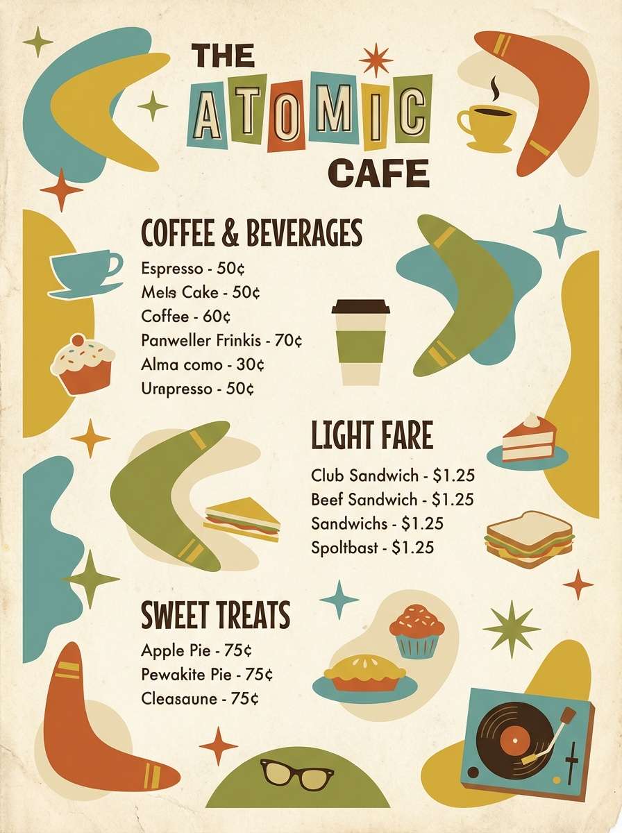 retro cafe menu