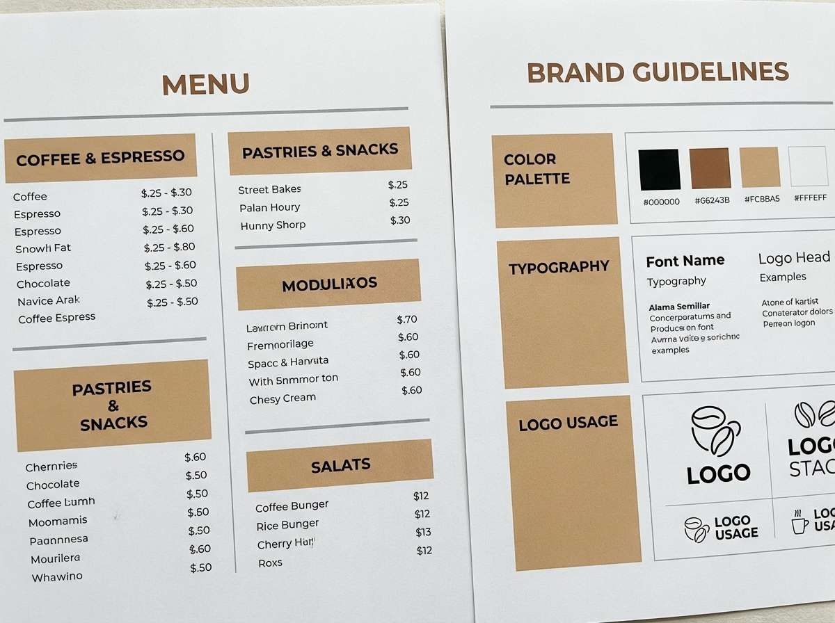 coffee menu guideline sheet