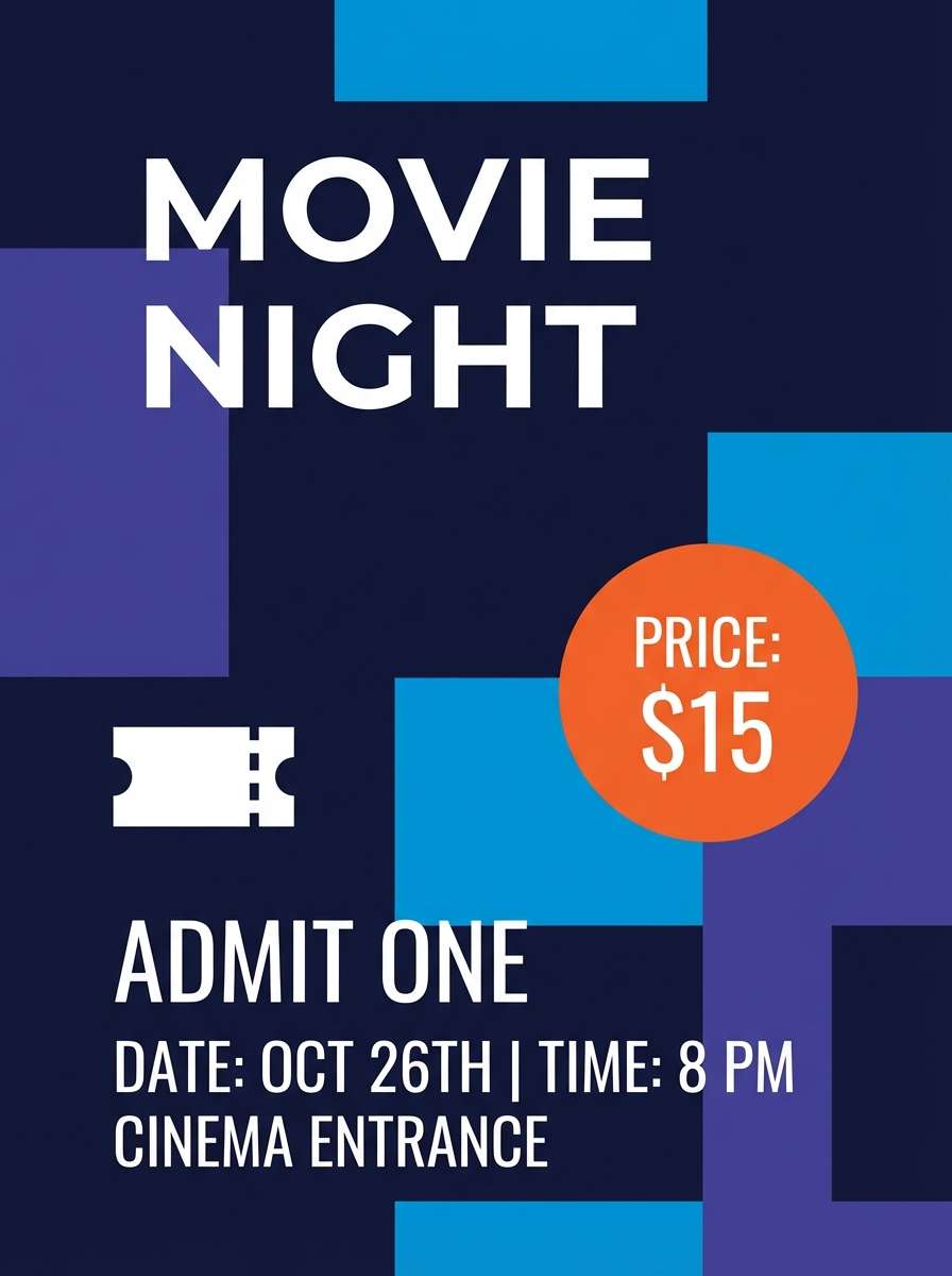 movie night ticket flyer