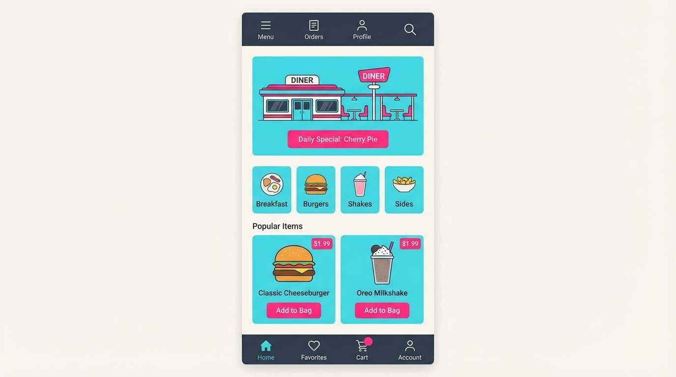 diner ordering ui mockup