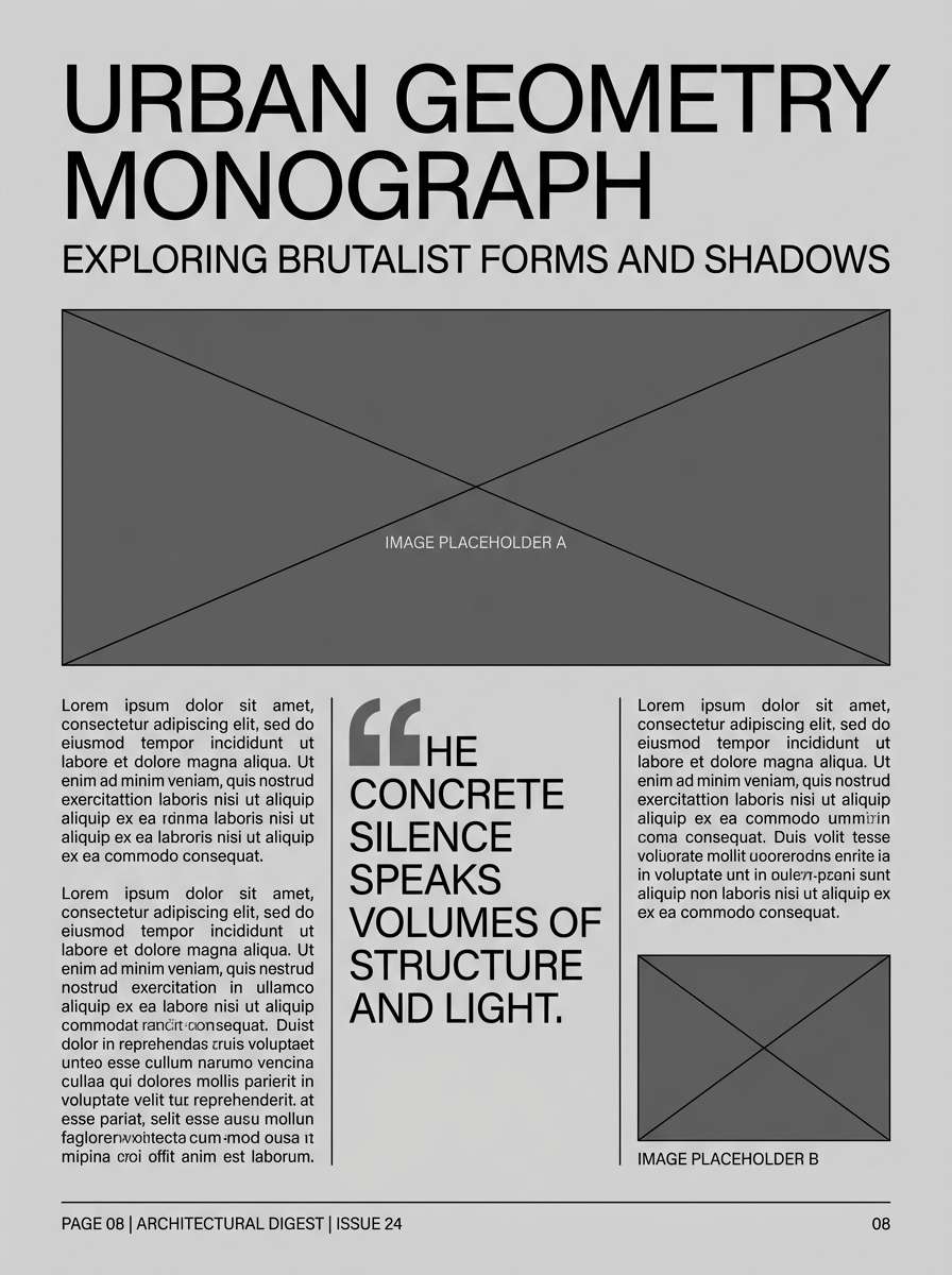 monochrome editorial layout
