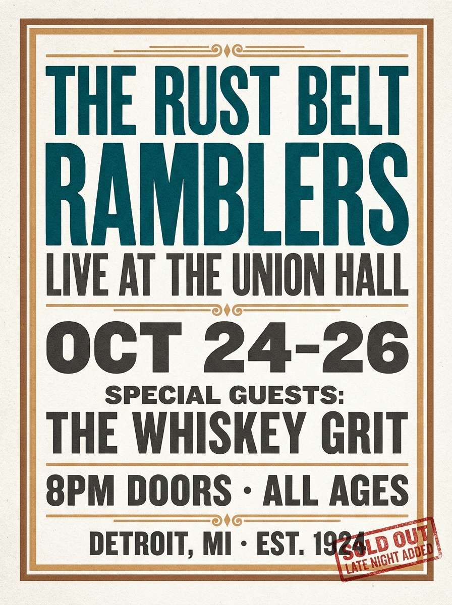 retro teal gig poster