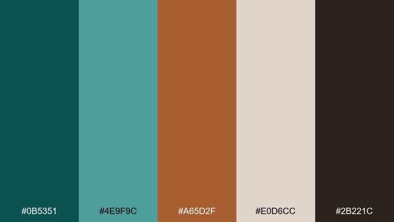 retro hardware teal copper color palette with hex codes