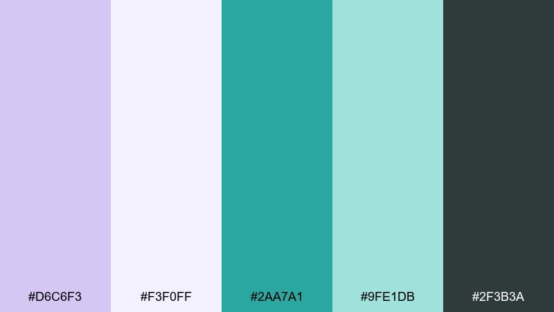 retro lavender teal pale lavender color palette with hex codes